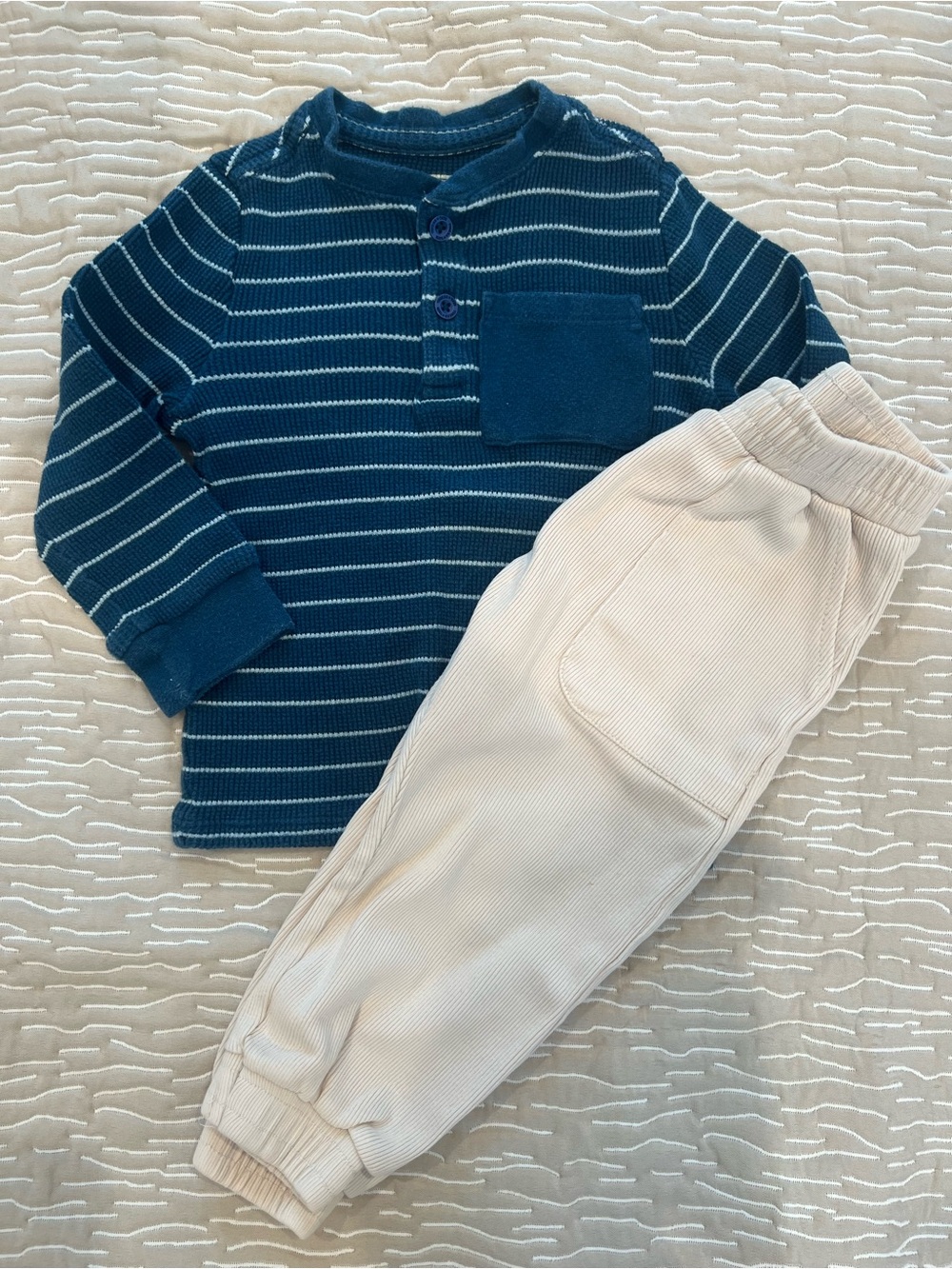 Tucker & Tate and Zara Navy Striped Top & Cream Joggers - Kids